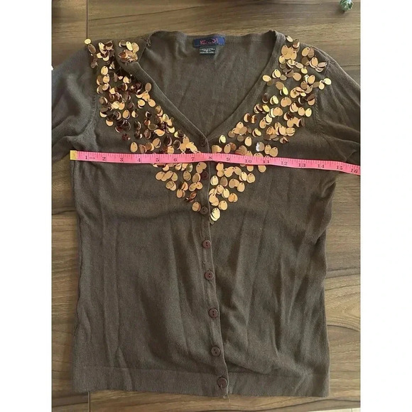 Kenzo Jeans Brown Cardigan- Fits Like A Small 100% Cotton - Picture 5 of 7
